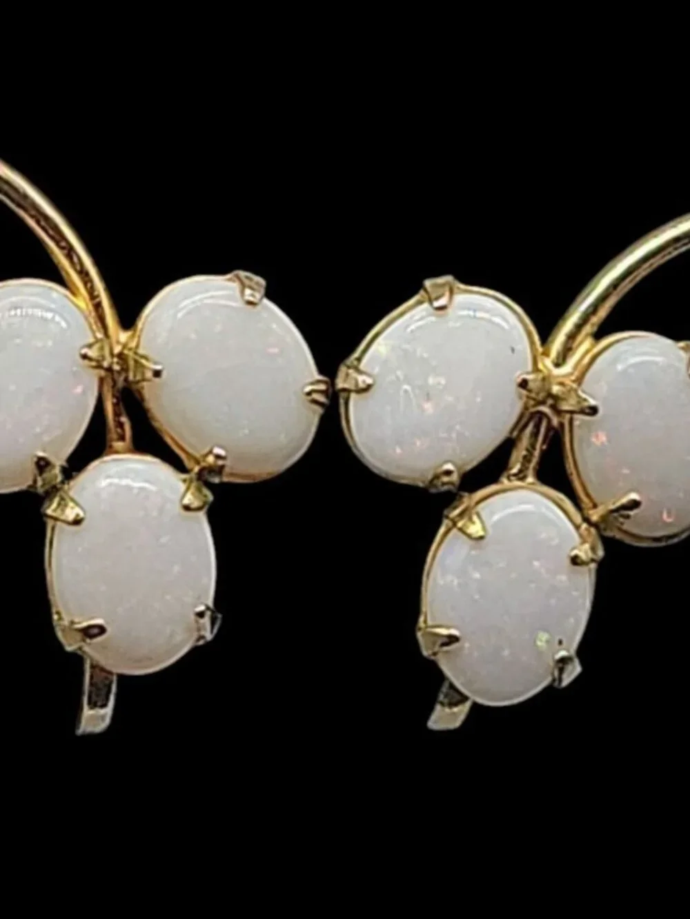 Sorrento 12kGF Faux Opal Cluster Clipped On Earrings Yellow Gold Filled Vintage